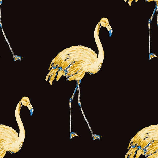 Beautiful watercolor pattern with flamingo for decoration design. Watercolor animalistic background. Watercolor illustration. Tropical illustration. Wildlife seamless pattern - Φωτογραφία, εικόνα