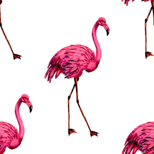 Padrão de aquarela bonita com flamingo para design de decoração. Fundo animalesco aquarela. Ilustração aquarela. Ilustração tropical. Padrão de vida selvagem sem costura
 - Foto, Imagem