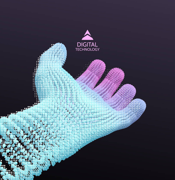 Hand open and ready to help. Human arm giving. Connection structure. 3D vector illustration for medicine, science or technology. - Vektor, Bild