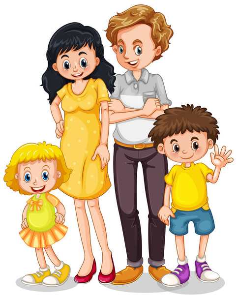 Члены семьи с родителями и детьми на белом фоне иллюстрации
 - Вектор,изображение