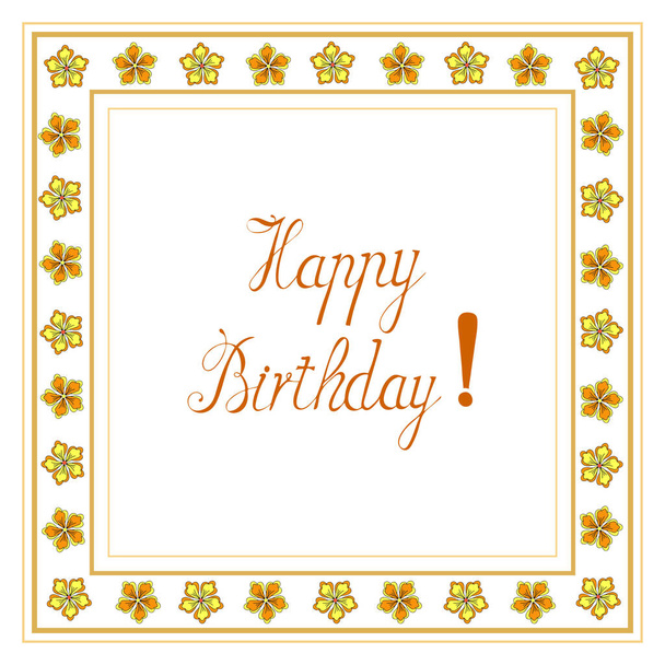 Square frame with yellow doodle flowers for greeting card. Vector hand draw  Illustration EPS10. - Vecteur, image