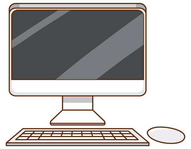 Conjunto de ordenador con teclado y pantalla sobre fondo blanco ilustración
 - Vector, Imagen