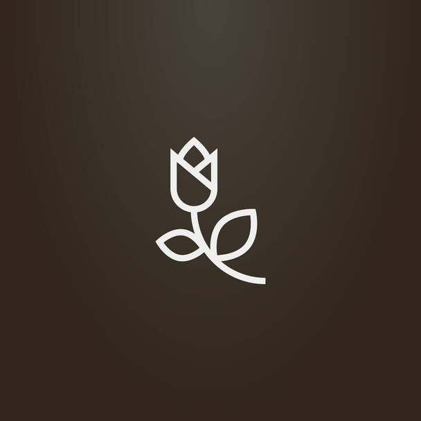 weißes Schild auf schwarzem Hintergrund. einfache Vektor Linie Kunst Umriss Zeichen der einzigen Linie Tulpe Blume - Vektor, Bild