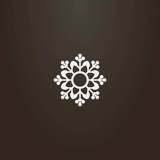 wit bord op een zwarte achtergrond. eenvoudige vector platte kunst schets teken van decoratieve acht-bloemblaadjes bloem - Vector, afbeelding