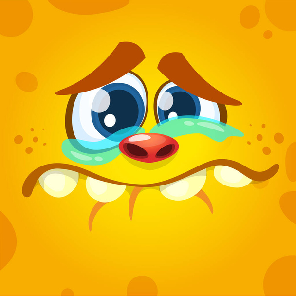 Cartoon of Crying Funny Monster face avatar. Vector illustration for Halloween - Vector, Image