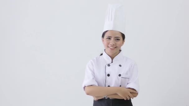 female chef on white - Felvétel, videó