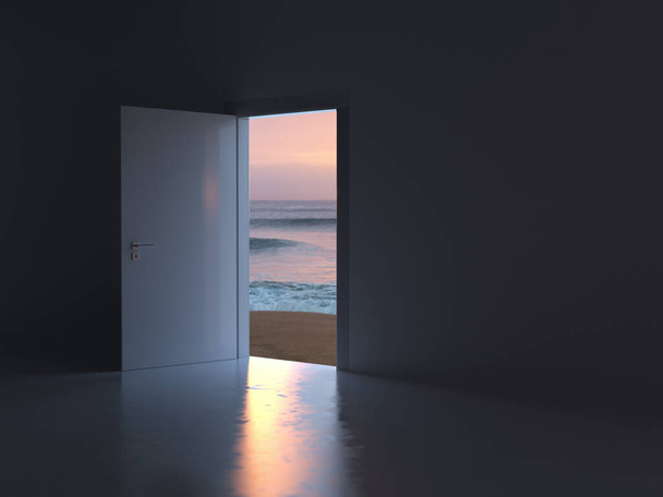 otevřené dveře na letní pláž - Fotografie, Obrázek