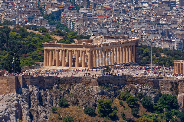 Partenón antiguo templo en acrópolis de Atenas Grecia, vista aérea del norte
 - Foto, Imagen
