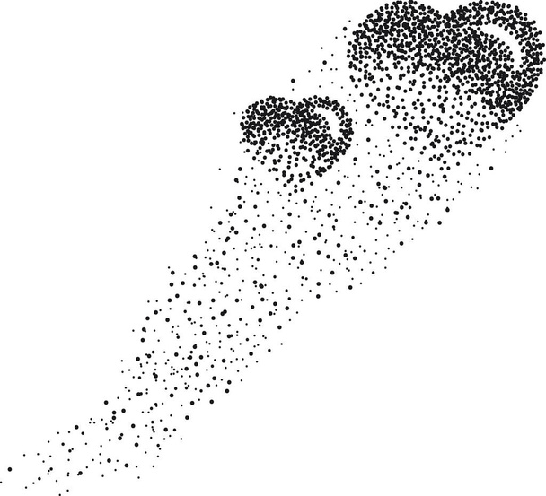 Harten gevormd door een magisch spoor van vliegende punten - Vector, afbeelding