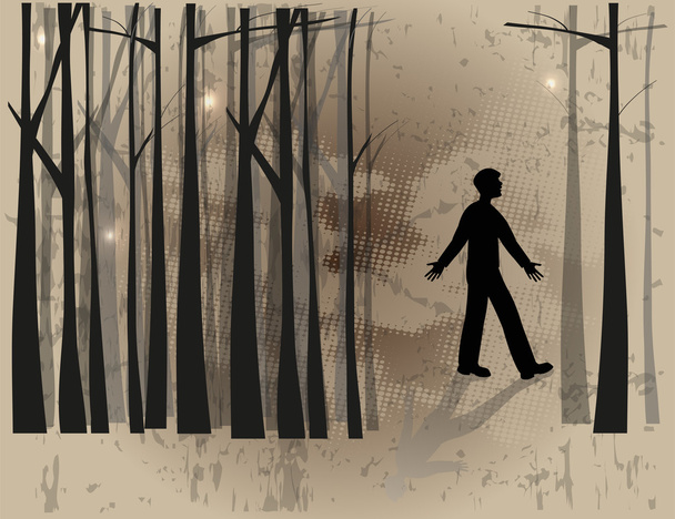 Мальчик в лесу
 - Вектор,изображение