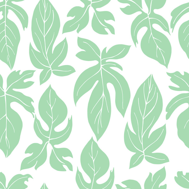 Hand drawn tropical plants.Vector seamless pattern - Vetor, Imagem