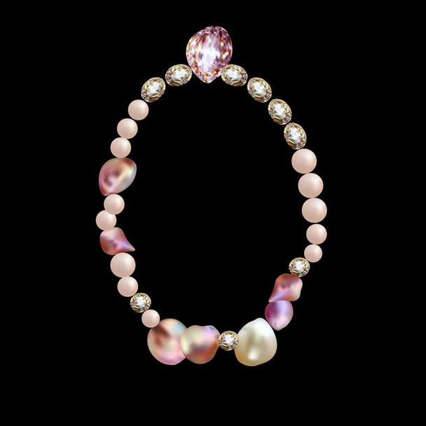 Damenschmuck mit Barockperlen ist ein Symbol für Schönheit und Kunst. Perlen sind das beste Geschenk. - Vektor, Bild