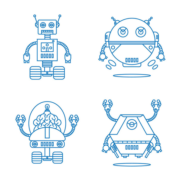 Μια συλλογή από απεικονίσεις ρομπότ. - Διάνυσμα, εικόνα