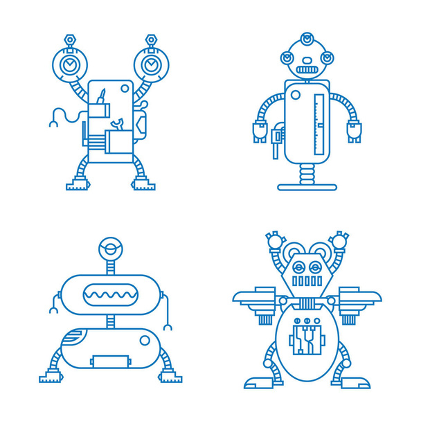 Μια συλλογή από απεικονίσεις ρομπότ. - Διάνυσμα, εικόνα