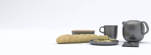 3d illustration. breakfast and accessories - Photo, Image