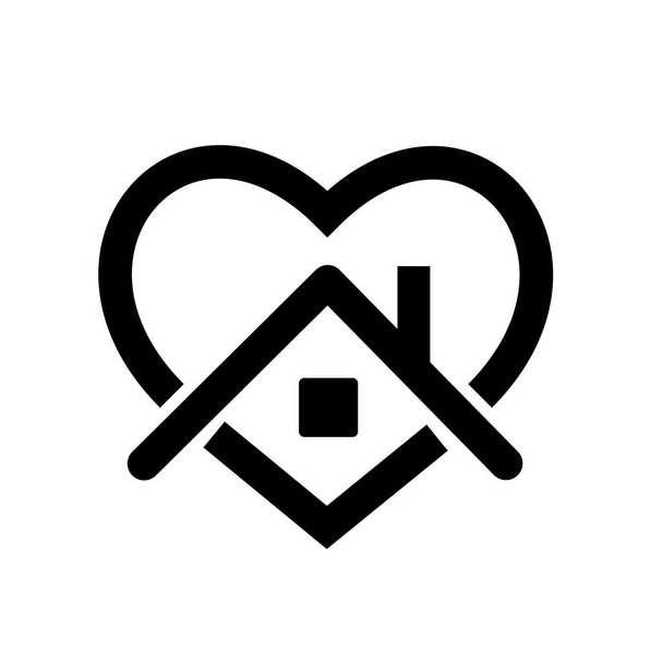 blijf thuis, hart, home sticker symbool vector - Vector, afbeelding
