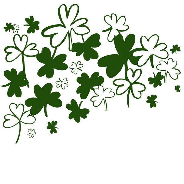 Saint Patrick 's Day Vektorhintergrund mit grünem Klee. Skizzenillustration. - Vektor, Bild