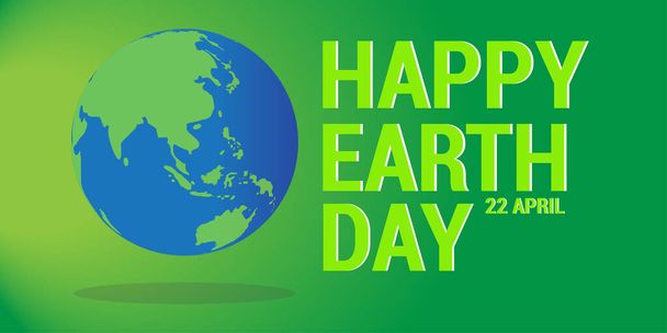 Happy Earth Day banner with a flat earth icon - Vector, Image