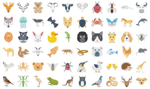 Pakiet ikon wektorów ptaków i zwierząt, które można łatwo modyfikować lub edytować - Wektor, obraz