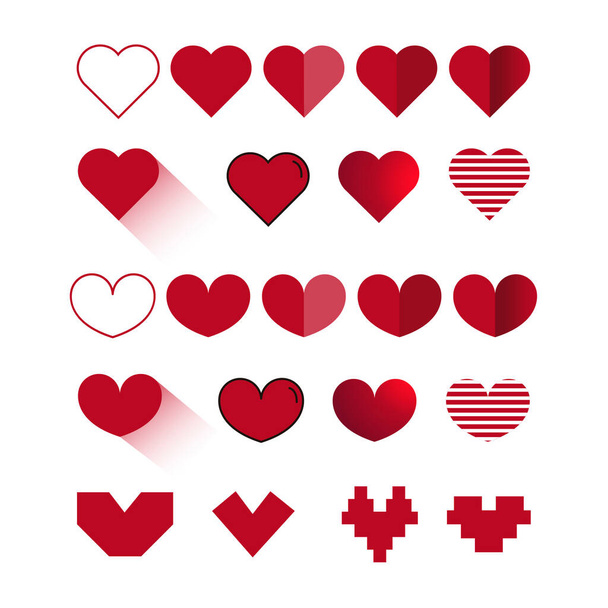 Resmedilmiş vektör kalp simgeleri koleksiyonu. Aşk - Vektör, Görsel