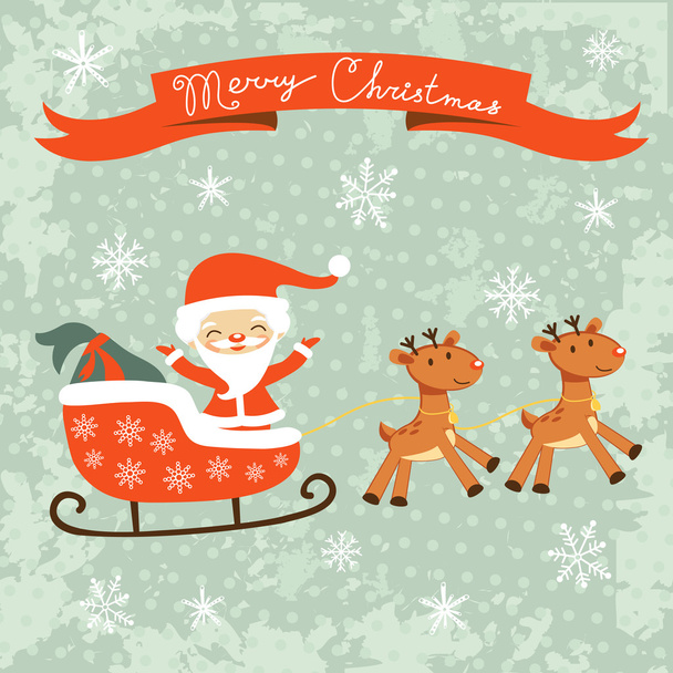 Merry Christams card with Santa - Vector, Image