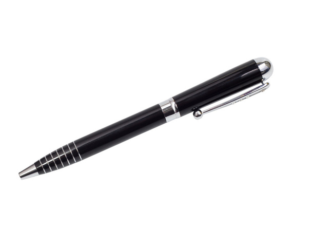 Черная шариковая ручка на белом фоне
 - Фото, изображение