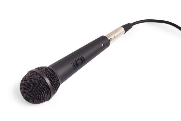 Microfone preto isolado no fundo branco - Foto, Imagem
