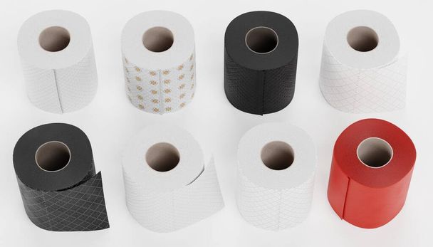 Realistic 3D Render of Toilet Papers Set - Photo, Image