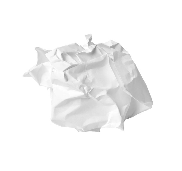 close up of  a paper ball trash on white background - Fotoğraf, Görsel