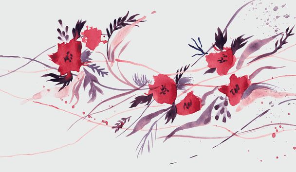 Mooi element van de lente aquarel bloemen, geïsoleerd op witte achtergrond. Bloemen artistieke collectie. - Foto, afbeelding
