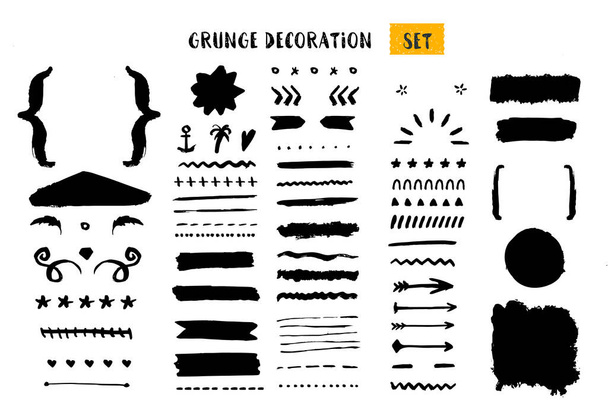 Set decorazione Grunge per la creazione di preventivo, raccolta ornamento grezzo, bordi, cornici divisori
 - Vettoriali, immagini