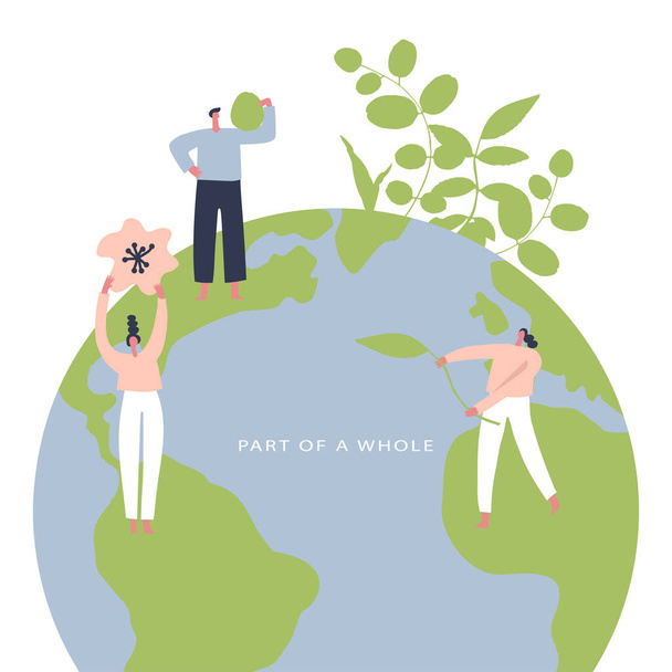 Umweltfreundlicher Lebensstil handgezeichneter Vektor. Umweltschützer. Karte zum Weltumwelttag, Naturschutz, Naturschutzkonzept - Vektor, Bild
