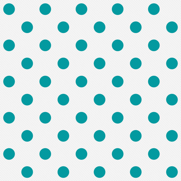 Bright Teal Polka Dots on White Textured Fabric Background - Photo, Image