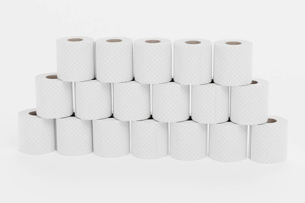Realistic 3D Render of Toilet Papers Set - Photo, Image
