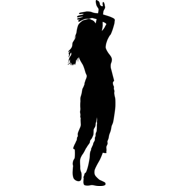 Black silhouettes dancing woman on white background. - Vettoriali, immagini