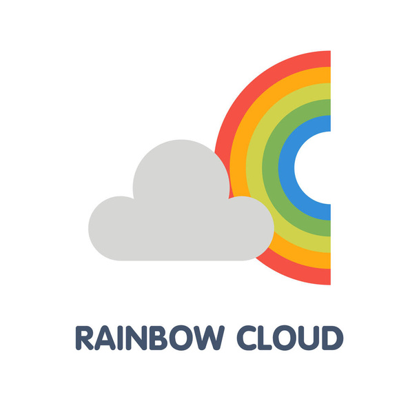 Regenboog wolk platte pictogram ontwerp stijl illustratie op witte achtergrond eps.10 - Vector, afbeelding