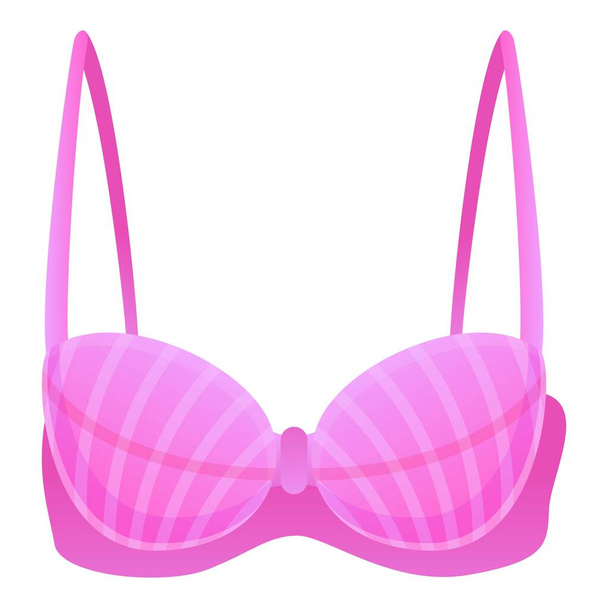 Pink bra icon, cartoon style - Вектор,изображение