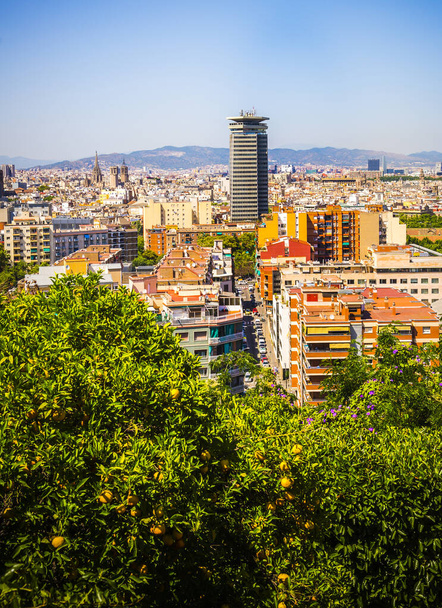 Barselona 'nın yaz günündeki güzel manzarası, İspanya - Fotoğraf, Görsel