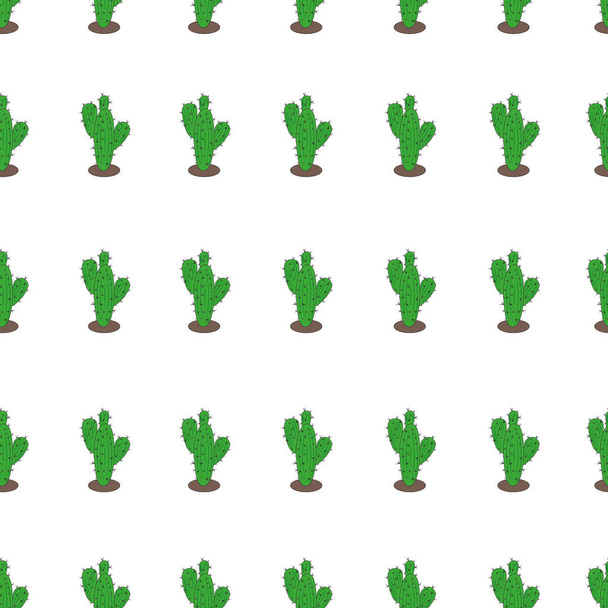 Seamless vector pattern. Green cactus. Isolated on a white background. Vector graphics. Vector EPS10. - Vecteur, image
