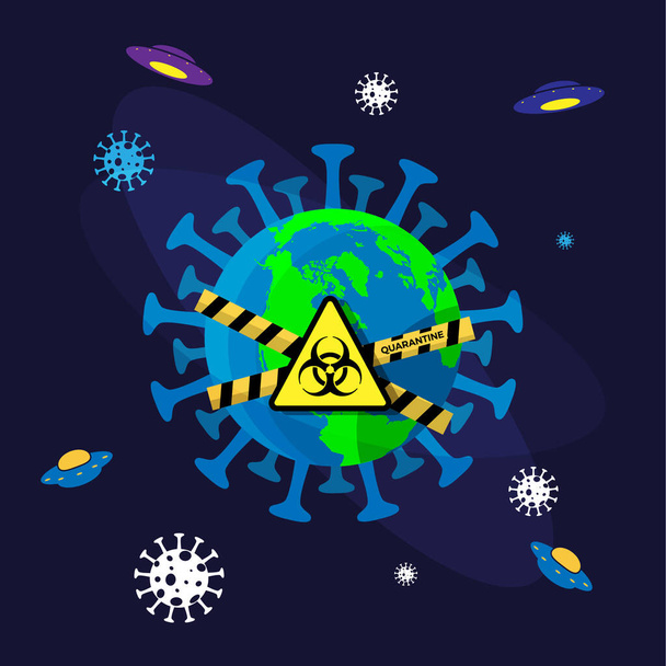 Tierra Cuarentena Enfermedad del virus Corona Ilustración
 - Vector, Imagen