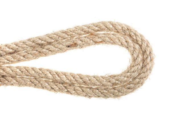 flax rope isolated on white background - Фото, изображение