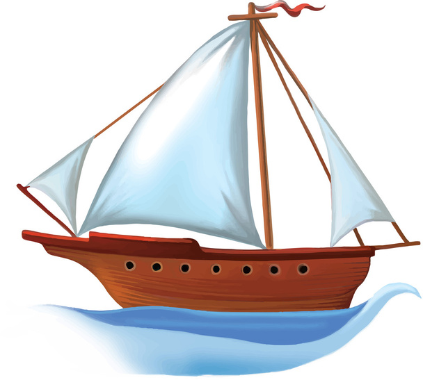 Sailing boat with white sails - Vector, imagen
