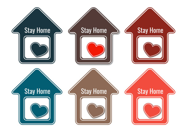 Creative icons stay home, heart, home symbol. Quarantine to prevent coronovirus infection. Vector illustration - Vector, Image