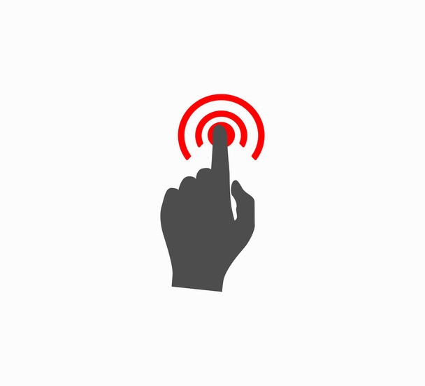 タッチデバイス用のジェスチャーアイコンのベクトルイラストセット。ポインタ矢印と手ノートパソコンと移動。指が平面に触れることで. - ベクター画像