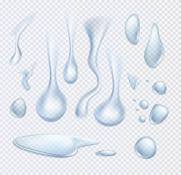Vector realistic water drop pure liquid set - Vector, Image