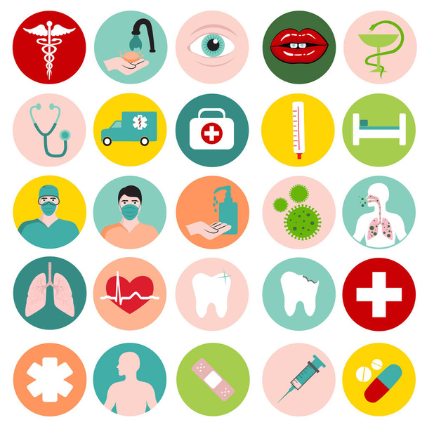 orvosi ikonok, vektor lapos illusztráció, szimbólumok készlet, web. - Vektor, kép