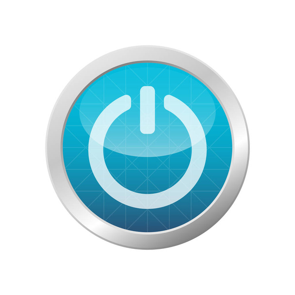 Power button icoon elektrische energie inschakelen licht blauw glanzend cirkel frame vector illustratie - Vector, afbeelding