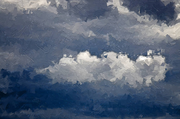 Obra de Arte de Estilo Impressionista do Edifício Nuvens de Tempestade Negra no Céu - Foto, Imagem