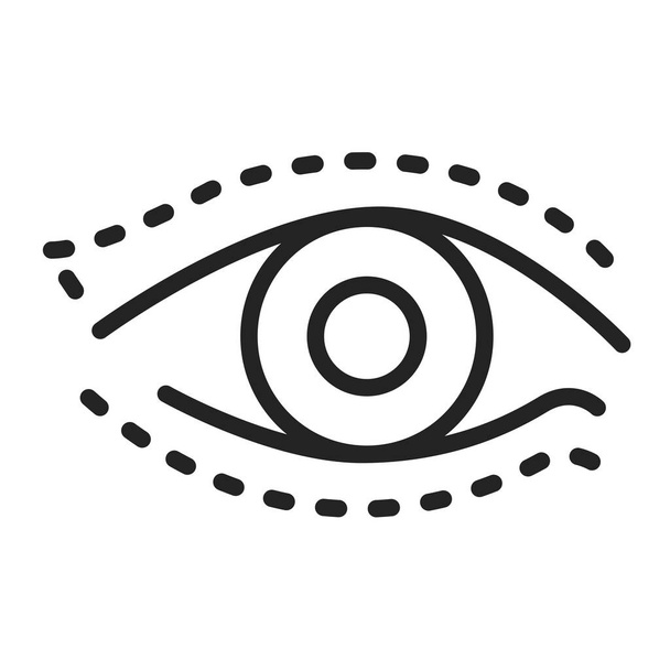 Blepharoplastik schwarze Linie Symbol. Augenformen verändern die kosmetische Chirurgie. Isoliertes Vektorelement. Umriss-Piktogramm für Webseite, mobile App, Promo. - Vektor, Bild