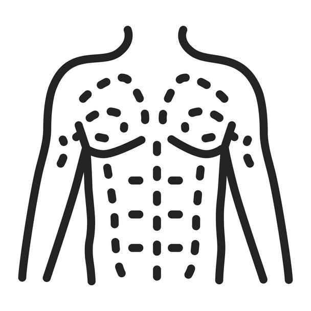 Male coolsculpting black line icon. Flanks correction. Plastic surgery. Isolated vector element. Outline pictogram for web page, mobile app, promo. - Vector, Image